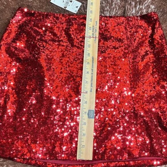 ASTR the Label Red Sequin Sparkle Mini Skirt Holiday Party New Year’s Eve M - Picture 4 of 9